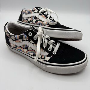 Vans Ward OTW Womens 9 Rainbow Checkerboard Black White Low Top Skate Shoes